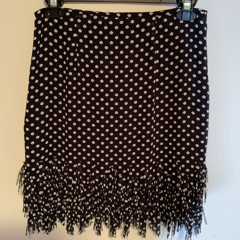 Ann Taylor Black and White Ruffled Mini Skirt